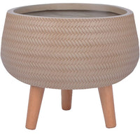 Palmeira low round pot with legs, antique terracotta