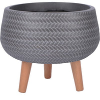 Palmeira low round pot with legs, brown