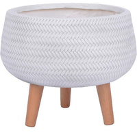 Palmeira low round pot with legs, white