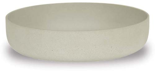 Peral shallow round sandstone pot, cream
