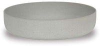 Peral shallow round sandstone pot, grey