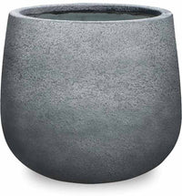 Piedra rough stone footed round pot, black