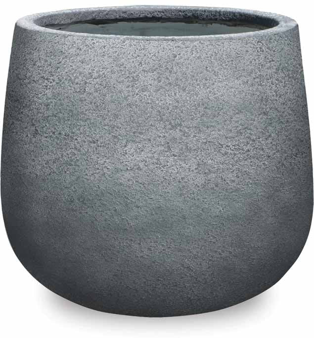 Piedra rough stone footed round pot, black