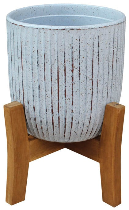 Prado planter with hand painted wood legs, white