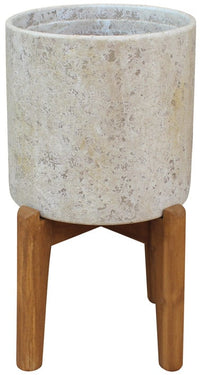 Prado white planter with hand painted wood legs
