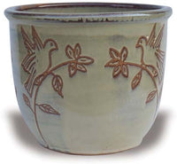 Sol angie pot with love birds carving, cream