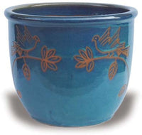 Sol angie pot with love birds carving, green