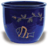 Sol angie pot with nemo carving, blue
