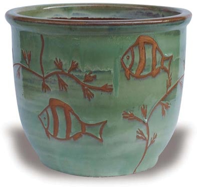 Sol angie pot with nemo carving, jade