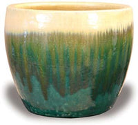 Sol blue belly planter, gold on green