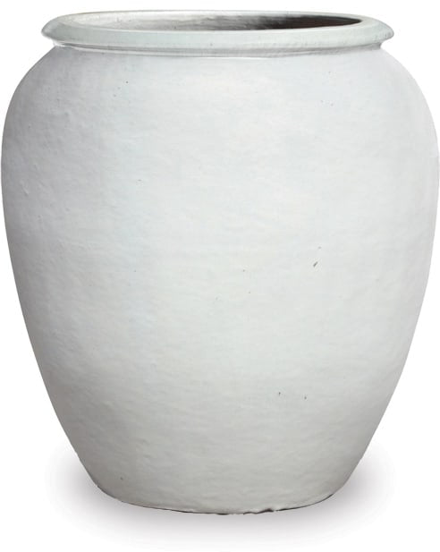 Sol blue round planter, white
