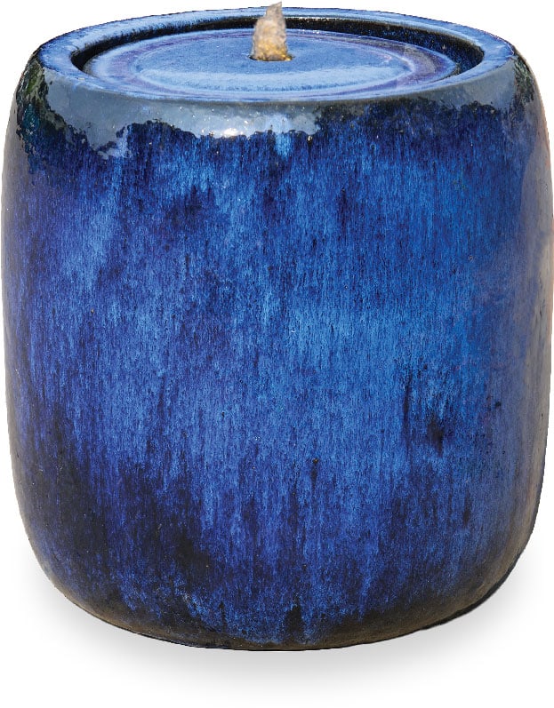 Sol cilindro fountain with LED light, blue