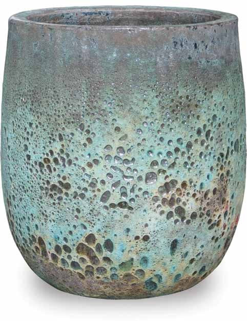 Sol copper round planter, green