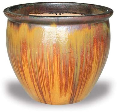 Sol fishbowl pot, black gold on honey