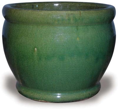 Sol footed belly planter, green