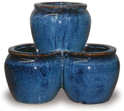 Sol four cup strawberry planter, marble blue