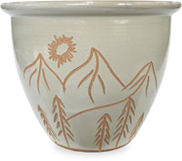 Sol garden planter with mountain carving, white