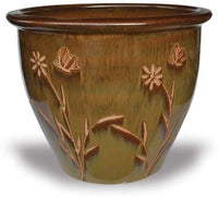 Sol garden pot with butterfly carving, gold
