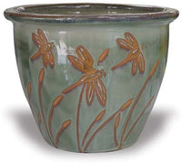 Sol garden pot with dragonfly, green