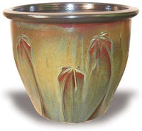 Sol garden pot with palm tree carving, gold