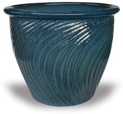 Sol garden pot with swirls, blue