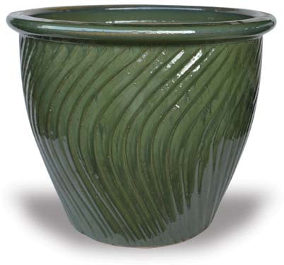 Sol garden pot with swirls, green