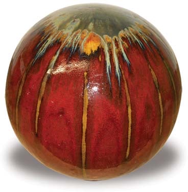 Sol garden sphere, metal on red