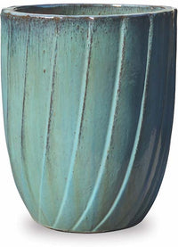 Sol glazed belly pot, blue