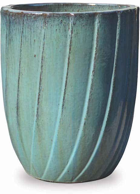 Sol glazed belly pot, blue