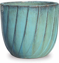 Sol glazed pot, blue