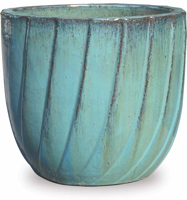 Sol glazed pot, blue
