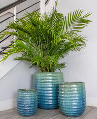Sol glazed tall rippled planter