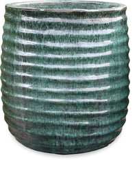 Sol glazed tall rippled planter, jade