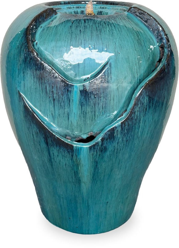 Sol kyoto glaze fountain with LED light, green