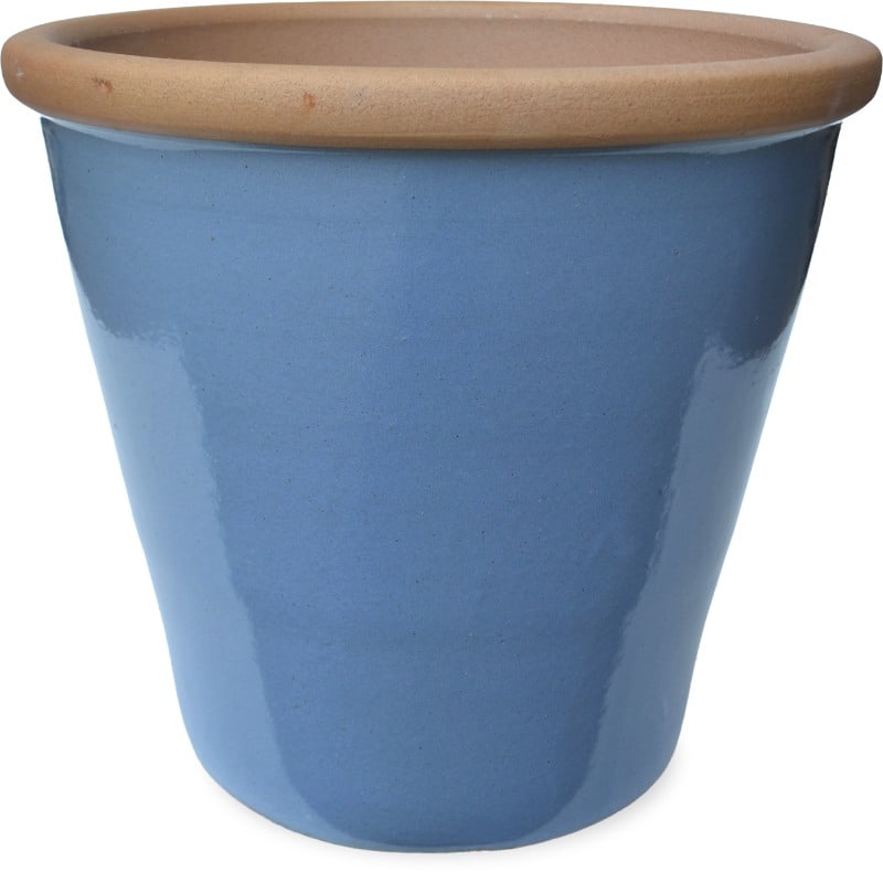 Sol linn planter with unglazed, blue