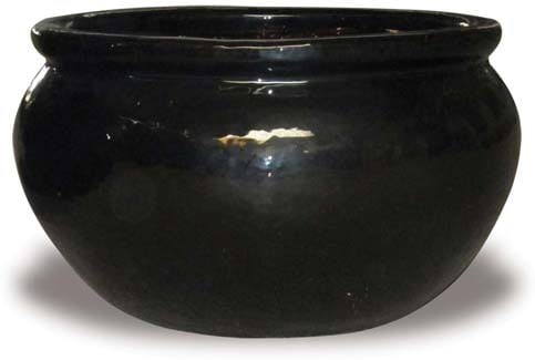 Sol low belly planter, black