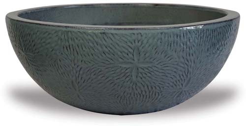 Sol low planter with flower, blue