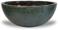 Sol low planter with flower, green