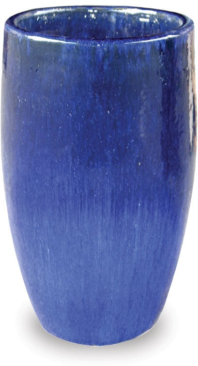 Sol pot tall round planter, blue