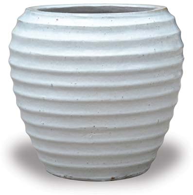 Sol rippled belly planter, white
