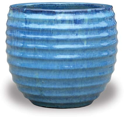 Sol rippled egg planter, blue