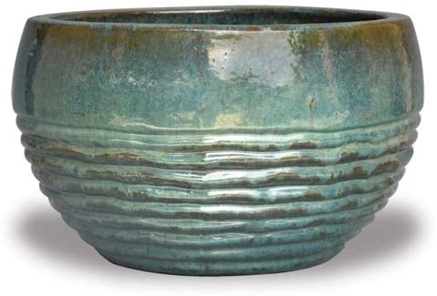 Sol rippled low bowl, green