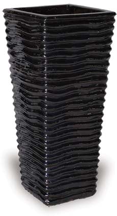 Sol rippled square planter, black