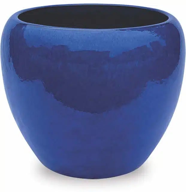 Sol round elegant planter, blue