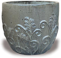 Sol round fancy swirls pot, black