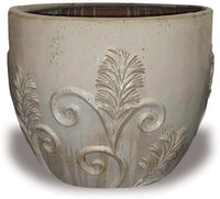 Sol round fancy swirls pot, cream