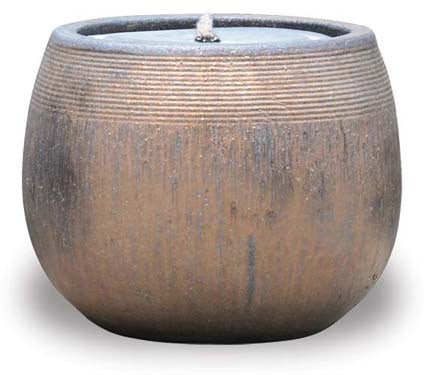 Sol round fountain with LED light, bronze