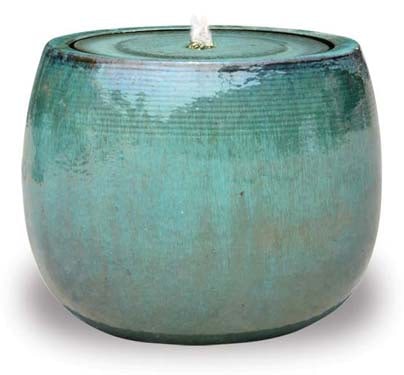 Sol round fountain with LED light, green