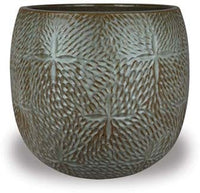 Sol round planter with flower, bronze