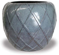 Sol round planter with trellis, blue